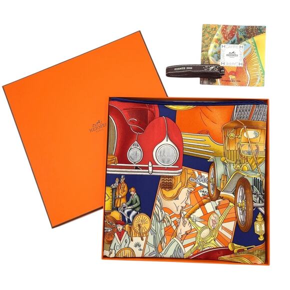 Hermes Carré 90cm 34" Automobile 100% Silk Scarf W/Box - Picture 1 of 16